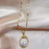 Colar de ouro leve luxo nicho círculo grande bolo pérola colar redondo clavícula corrente moda simples colar qixi