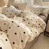 Juego de Cama de Cuatro Piezas de Algodón Puro Clase A, Estilo Fresco y Sencillo, Sábana Plana 100% Algodón, Funda Nórdica, Sábana Ajustable, Juego de Cama para Dormitorio, Juego de Tres Piezas 4
