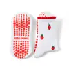 Calcetines de Yoga para Mujer de Media Pantorrilla con Lazo de Fresa y Estampado de Aguacate, Profesionales Antideslizantes para Fitness, Pilates y Deportes