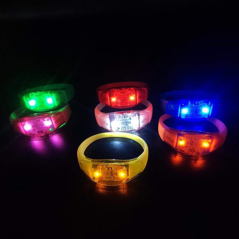 led声控手环 硅胶发光手环 震动感应按键ABS闪光手镯活动道具批发