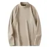 Camada de base térmica de camurça para outono e inverno, gola semimédia antibacteriana, manga longa simples para homens, top de fleece escovado dupla face para homens