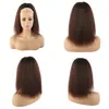 Peluca de coleta de pelo corto liso de fibra sintética transfronteriza para mujeres europeas y americanas, coleta de pelo con cordón, peluca Yaki al por mayor