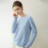 Camisa base de tricô 100% caxemira pura, gola redonda, corte solto, modelagem que afina, macia e amiga da pele, suéter feminino, novo suéter de outono e inverno
