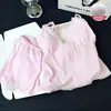 Conjunto de Pijama Camisola Feminino Algodão Listrado Nuvem Estilo Coreano Verão 2026 Novo Tamanho Grande Roupa de Casa com Bojos