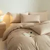 Juego de Cama de Satén de Algodón 100S de Fibra Larga de Alta Gama, Cuatro Piezas, Cálido para Otoño e Invierno, Sábana y Funda de Edredón de Algodón Puro