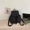 Mochila Pequeña de Cordón Estilo Coreano de Nicho para Niñas, Nueva Versátil Casual de Alta Apariencia Bolsa de Viaje de Lunares, Mochila de Moda