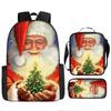 Mochila de Natal Natalina Transfronteiriça Estampada Estudante do Ensino Fundamental Mochila Escolar Pasta Estojo Amazon Daifa
