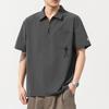 Polo Americano de Alta Qualidade com Meio Zíper, Manga Curta, Bolsos Funcionais, Corte Solto, Casual, Camiseta Tooling Masculina de Verão