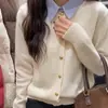 Suéter Falso de Dos Piezas con Cuello de Camisa Gris Empalmado para Mujer en Primavera y Otoño, Cárdigan de Punto Interior Ajustado con Solapa