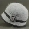Sombrero de Invierno para Personas de Mediana Edad y Mayores, Sombrero de Lana Tejida de Pelo de Conejo para Mujer, Sombrero de Pescador Grueso con Felpa para Proteger del Frío y las Orejas, Cálido