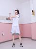 Traje de Baloncesto de Manga Corta de Malla para Mujer Falso de Dos Piezas Impresión DIY Traje de Baloncesto Pequeño y Mediano Pantalones para Hombre Forrados Traje de Equipo