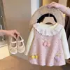 Conjunto de Falda para Niñas Temporada de Primavera y Otoño Niños Bebés Niñas Camiseta de Manga Larga con Cuello de Encaje + Falda tipo Bloom Conjunto de Dos Piezas