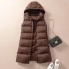 Nuevo Chaleco de Plumas Otoño e Invierno 2022 para Mujer, Engrosado, de Longitud Media, hasta la Rodilla, con Capucha, Ajustado, Chaqueta de Moda