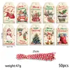 Natal Feliz Transfronteiriço Etiqueta de Papel Kraft Retrô Papai Noel Boneco de Neve Sino Etiqueta de Decoração Etiqueta Atacado