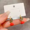 Pendientes de Caqui Ruyi con Esmalte de Goteo con Sentido de Diseño, Pendientes de Celebridad de Internet de Nicho, Nuevo Estilo Chino, Lujo Ligero, Pendientes de Moda Festivos