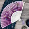 Leque Dobrável Estilo Japonês de 6 polegadas, Leque Estilo Japonês de Flor de Cerejeira, Leque de Seda para Dança, Leque Estilo Chinês Tradicional para Mulheres, Estilo Chinês Clássico, Pequeno Leque Tradicional