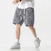 Pantalones Cortos Finos Nuevos para Hombre con Cintura Elástica, Shorts de Playa Casuales Estampados con Cordón, Pantalones Deportivos de Media Pierna Estilo Americano