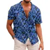 Camisa Hawaiana de Manga Corta con Estampado para Hombre de Verano Amazon Transfronterizo Fábrica de Origen Casual y Versátil