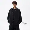 Nova camisa masculina branca bordada estilo chinês, uma camisa sofisticada e estilosa de manga comprida para primavera e outono, com design estilo cardigã e colarinho DK