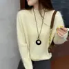 Suéter de Tricô Escovado Peça Única Sem Costura para Mulheres, Gola Meia-Alta, Manga Longa, Novo Estilo Outono/Inverno, Quente, Amigo da Pele, Camada Base Pulôver