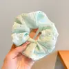 Scrunchie lenço quadrado estilo pastoral francês para meninas e crianças, elástico de cabelo doce com laço para coques, acessório de cabelo