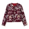 Top Jacquard Estilo Chinês de Outono Novo Colete Retro Bordado Floral com Lantejoulas Pesadas Chinesas + Jaqueta Curta N9028