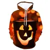 Venta directa estación independiente suministro serie Halloween parejas calabaza calavera estampado 3D suéter holgado para hombre con capucha