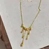 Colar Olho de Gato com Franja Gota d'Água para Mulheres, Estilo Igual Loja de Ouro, Contas Laser Simples de Luxo Leve, Corrente Dinâmica Exquisita de Alta Qualidade para Clavícula