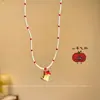 Chica Rara ~ Diseño de Nicho de Verano Todo Fósforo Ins Nuevo Color de Contraste Viajero Color Dálmata Collar de Perlas