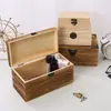 Caja de Madera Paulownia Quemada a Carbón Estilo Retro para Joyería Antigüedades Almacenamiento en Casa Caja de Madera con Tapa Abatible Recuerdos para Bodas Fiesta Caja de Madera Maciza
