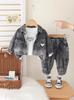 Ropa Infantil Transfronteriza Otoño Nuevo Estilo Niños Bebés y Niños Pequeños Mezclilla Casual Manga Larga Conjunto de Tres Piezas Moderno