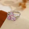 Anillo de lujo de nuevo modelo más vendido en comercio electrónico transfronterizo, chapado en oro rosa, anillo de plata con circonita incrustada giratoria al por mayor