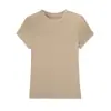 Camiseta Casual de Manga Corta de Alto Gama para Mujer con Cuello Redondo [Lyocell Tencel + Lana Merino] Ajustada