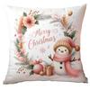 Amazon Natal Boneco de Neve Rosa Fronha de Travesseiro Curta de Pelúcia Capa de Almofada para Sofá Estampada com Carro Fronha de Travesseiro para Casa