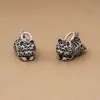 Colgante de gato de la suerte calado finamente elaborado en plata s925, amuleto de gatito retro estilo chino, accesorio de gato para pulsera DIY