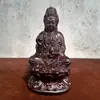 Palo de rosa Tallado Loto Sentado Guanyin Bodhisattva Estatua Adornos Tallado de Madera Maciza Adoración Doméstica Estatua de Guanyin Artesanías