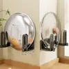 Prateleira de armazenamento de cozinha sem furos, adequada para tampas de panelas grandes, montada na parede e uma ótima solução para organizar e guardar tábuas de corte.
