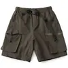 Shorts de Carga Multibolsillos Retro para Hombre, Verano Seda de Hielo Secado Rápido Resistente a las Arrugas de Longitud Media Cintura Funcional con Hebilla Magnética