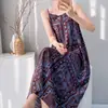 Camisón holgado de algodón y seda con estampado para mujer, ropa de casa, informal, sexy, vestido largo, falda, pijama, nuevo estilo de primavera
