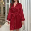 Pijama Feminino Estilo Europeu e Americano de Comércio Exterior, Camisolas Femininas, Pijamas com Decote V, Roupões, Roupas de Casa, Dropshipping