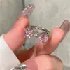 Anillo de Lazo con Circonita Rosa para Mujer Estilo Ins Estudiante Dulce y Lindo Nicho Alto Gama Abierto Ajustable