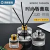 Frasco de aromaterapia sem chama vazio, frasco pequeno de vidro cilíndrico, vaso de rattan para flores secas, decoração de banheiro e quarto, frasco de perfume