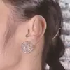 Aretes de Cobre con Circonita Dorada en Forma de Fuego Artificial, Aretes de Estilo Lujo Ligero, Aretes Franceses de Alta Gama Transfronterizos al por Mayor