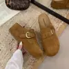 Sapatos Birkenstock com sola grossa e salto escondido 2026 Coleção Primavera/Outono novos chinelos slip-on preguiçosos Birkenstock de bico fechado para uso externo feminino