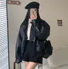 Nova jaqueta de couro lisa para primavera e outono estilo hip-hop, jaqueta de couro estilo biker retrô americano, estilosa para homens e mulheres para uso diário