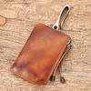 Marent Monedero Portátil de Cuero Genuino Retro Capa Superior Piel de Vaca Bolso para Llaves Piel de Vaca Suave Moda Casual Mini Bolso para Tarjetas