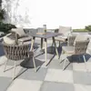 Móveis de Exterior Nórdicos Pátio Pousada Praia Marítima Jardim Mesa e Cadeira Sala de Estar Cadeira de Corda para Exterior Mesa de Jantar em Placa de Rocha