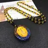 Colar de amuleto mágico com esmalte colorido, oito trigramas, Sul, sem amituo, Buda, mantra de seis palavras, corrente para suéter, presente, amarração