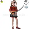 Traje Listrado de Pirata para Menina Fantasia Cosplay de Pirata Infantil para Halloween Fantasia para Apresentação de Palco