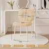 Mesa de Maquiagem Influenciadora de Nail Art Banqueta Simples Luxo Leve Encosto Quarto Vestir Casa Meninas Cadeira Creme